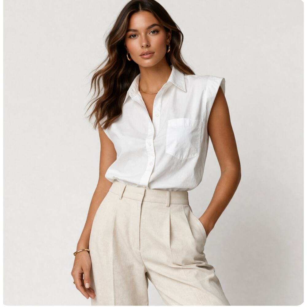 Veronica Beard White Poplin Structured Shoulder B… - image 1
